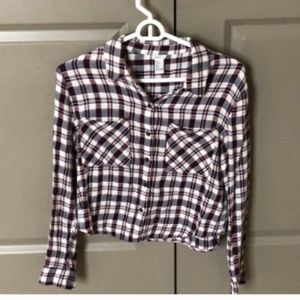 Cropped plaid shirt